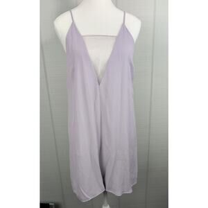 Women's Y2K 90s Babydoll Coquette Mini Slip Dress Purple Silky Fairy Lace Glam